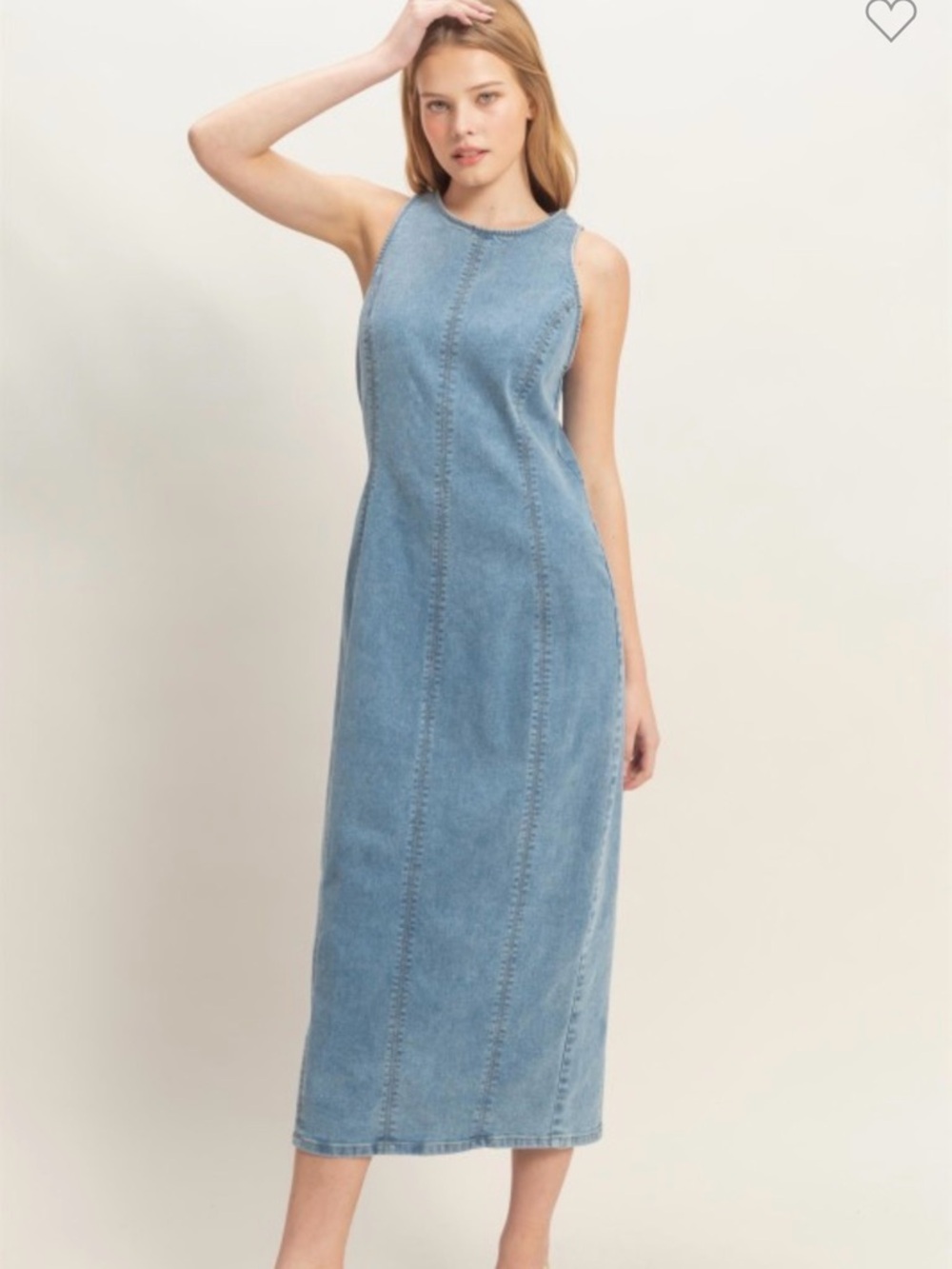 HYFVE Light Blue Denim Sleeveless Maxi Dress